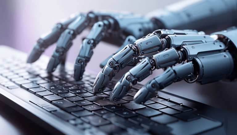 Robotic Hands Typing on keyboard