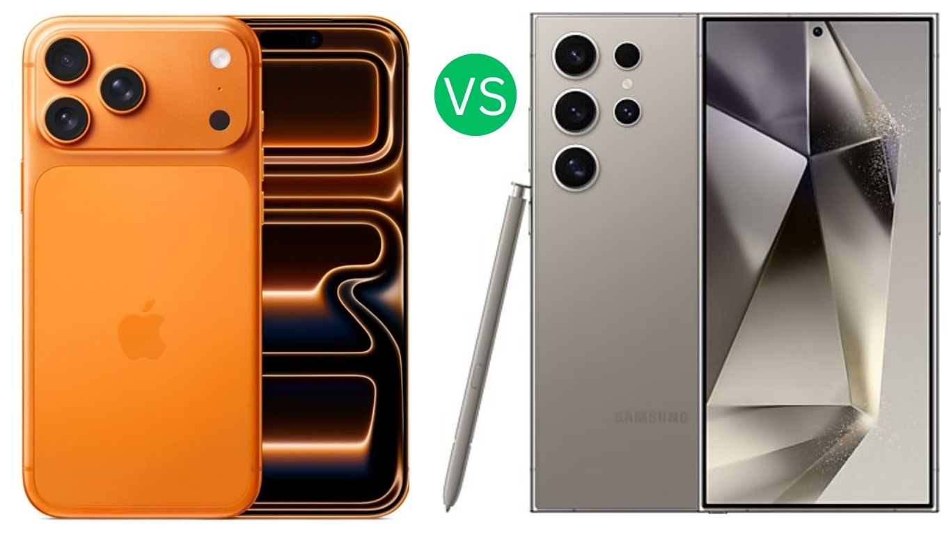 iPhone vs Samsung comparison showing Apple iPhone and Samsung Galaxy smartphones side by side